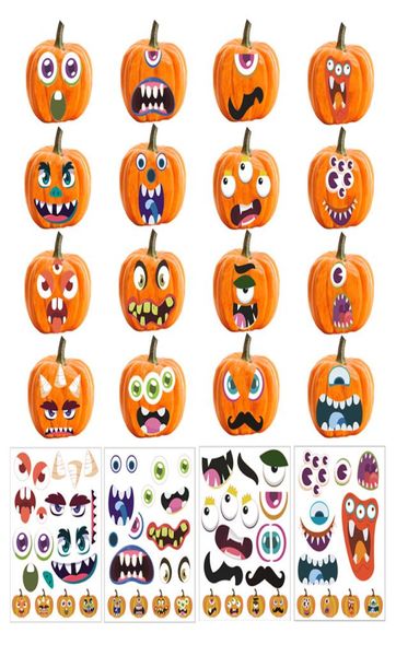 Halloween Maskenaufkleber 24x28cm Party machen ein Gesicht Kürbis Dekoration Aufkleber Wohnkultur Kinder Abziehbilder DIY Halloween Dekoration4225627