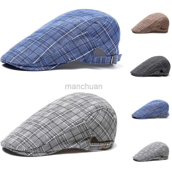 Berets Männer Cabbie Fahren Flat Caps Zeitungsboy Golf Plaid Beret Irish Hats Newsboy D24417