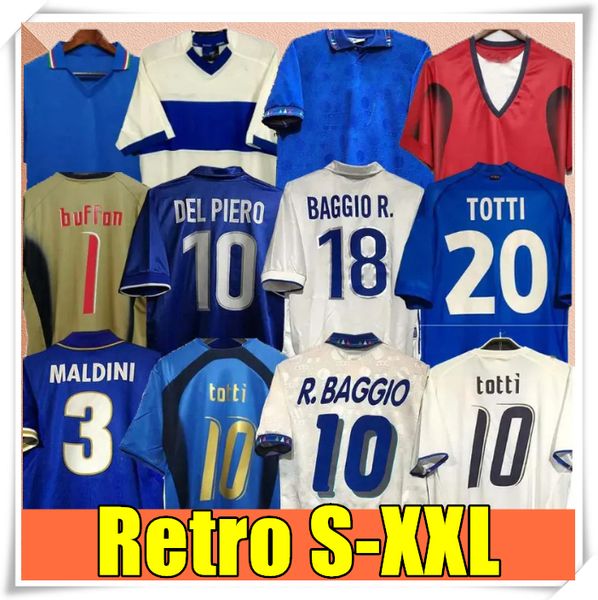 Retro Soccer Trikot 1982 ITALYS 1990 1996 1998 2000 Home Football 1994 Maldini Baggio Schillaci Totti Donadoni del Piero 2006 Pirlo Inzaghi Buffon Home Away 86 98 90 94