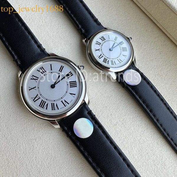 Super Top Stylish Quartz Watch Women Sier Dial Sapphire Glass 29 mm 36 mm Größe Schwarz Lederband Armbanduhr Klassische Design Damen Casual Clock 1578
