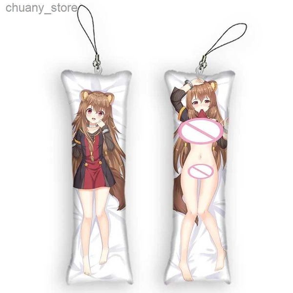 Keychains colhedores 4x12cmThe Rising of the Shield Hero Dakimakura Mini Keychain Cute Raphtalia Anime Chave Pingente Otaku Bag Pingentes Y240417