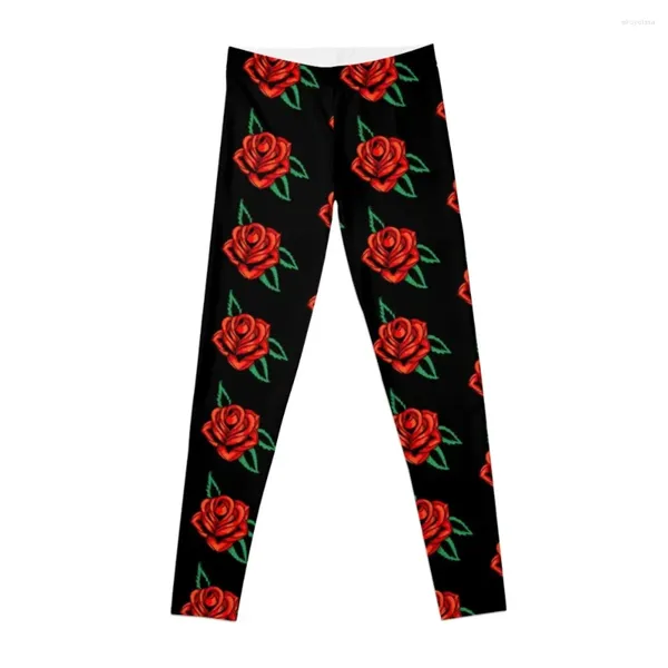 Aktive Hosen Tattoo Rosen Leggings Frauen hohe Taillensport für Joggers Frauen