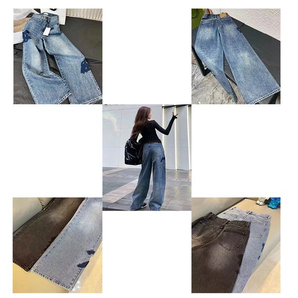 Designer Jeans Mann lila Brandhosen losen mit dunkelblauem Denim weit lockerer gebratener Straße Trend Mode Neue dünne tägliche Kleidung Nouveau Flash Street