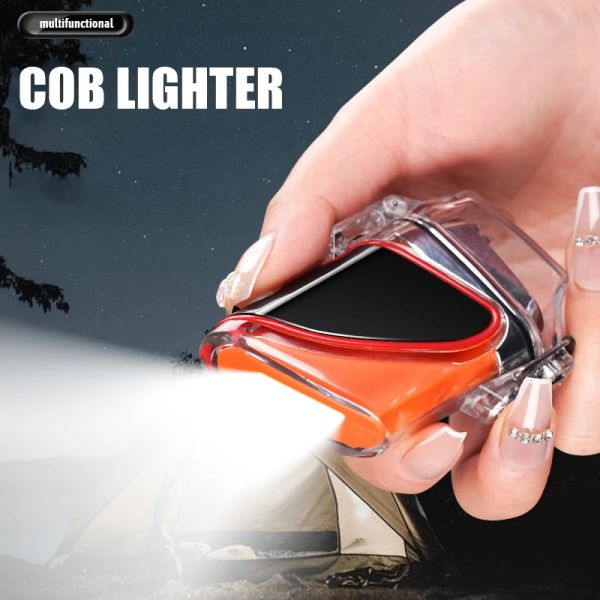 Wasserdichtes Doppelbogen leichter, Typ-C-USB-Elektro-Outdoor-Feuerzeug mit Cob-Licht, Rauchzubehör, Männer Geschenk
