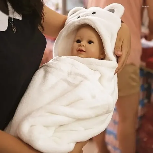 Cobertores fofos de animais desenhos animados de bevão de bebê cobertor garotas de banho com capuz de capuz
