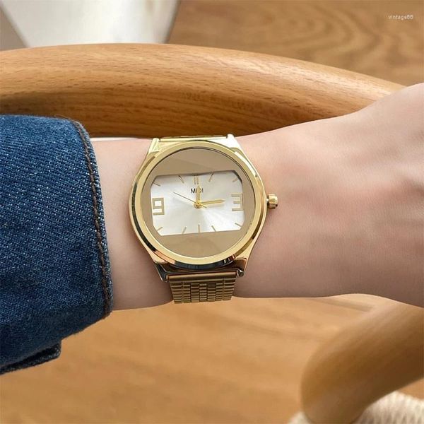 Armbanduhr Vintage Women Quartz Watch Luxus Uhr Fashion Rose Gold Spliver Ungewöhnliches konzeptionelles Zifferblatt Orologio Reloj Ladies Armbanduhr