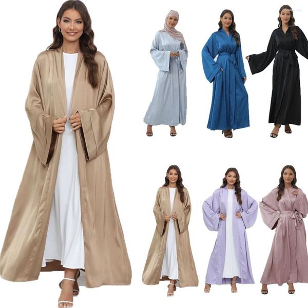 Abbigliamento etnico aperto Abaya Muslim Cardigan Women Long Maxi Dresses Turchia Araba Eid Party Islamica Ramadan Kimono Dubai Femme Caftan