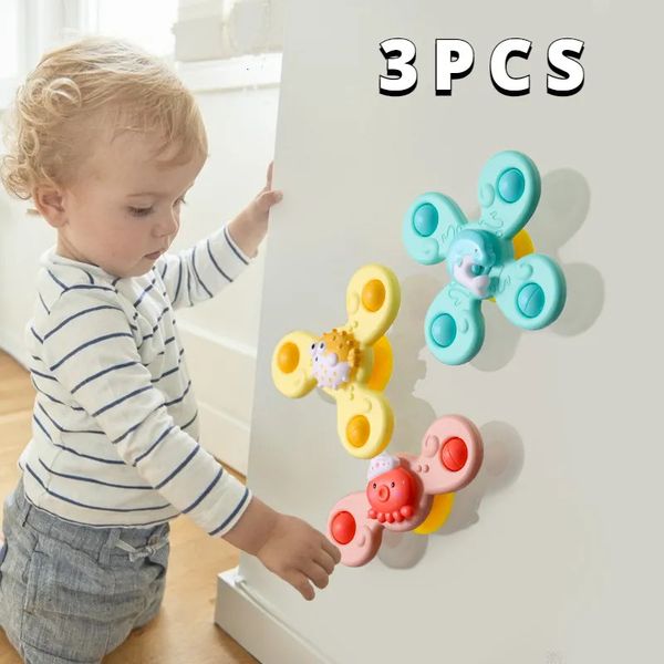 3pcsset детские игрушки для ванны смешные купание присосание Spinner Suction Cup Carttles Rattles Fidget Образование для детей. Подарок 240407