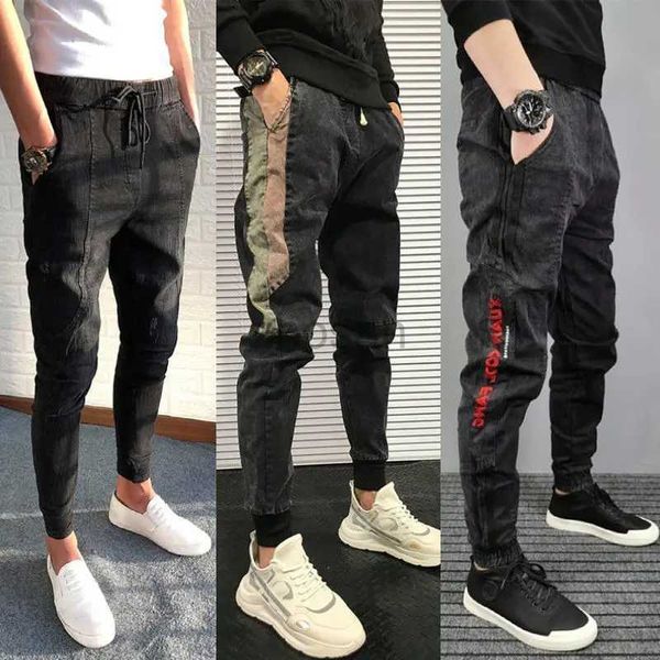 Jeans maschile New Spring Autumn 2022 Spirit Guy Cowboy Studenti Fashion Joker Slim Pants Mens Beam Legle Harem Traccia Denim D240417