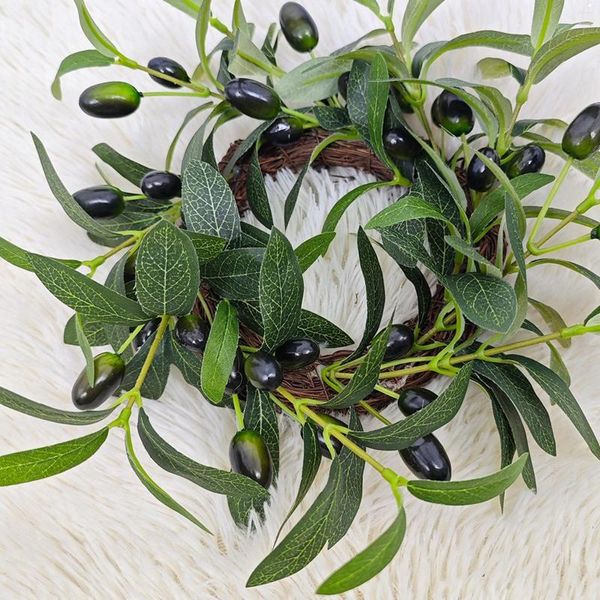 Декоративные цветы симуляция оливкового венок фрукты 30 см мини -дверь подсвечника подсвечник сад современный