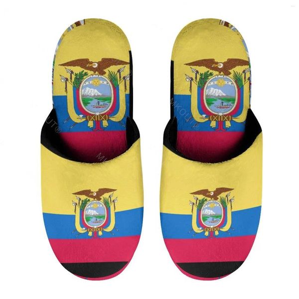 Pantofole ecuador bandiera (15) cotone caldo per uomini donne con scarpe soffici non slittate con soft con legno in pelle da interno