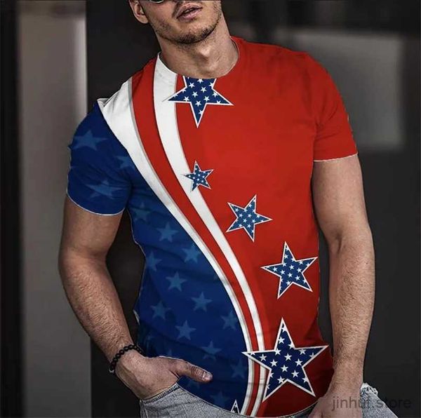 Herren T-Shirts Sommer T-Shirt Männer kurze 3D-Print Mode Tops Casual Tee American Flag
