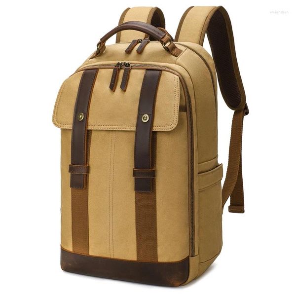Рюкзак винтажный холст мужчинам большие мощности туристический рюкзак с высокой качественной студенческой сумкой для ноутбука мужской ноутбук ноутбук