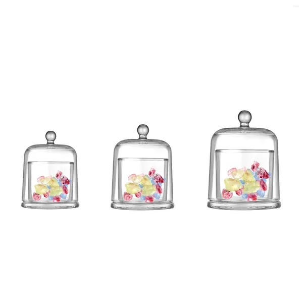 Garranhas Domé de vidro cloche para decoração de casa transparente campainha vitrine estampa de pequenas sobremesas de sobremesas jóias de velas de fada do pilar de fada