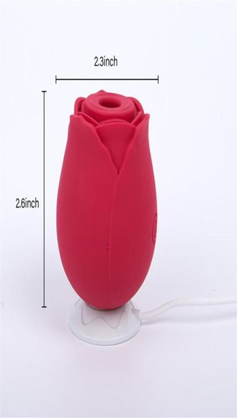 Silikon Rose Form Vagina Saugbibrator Intimer guter Brustwarzen -Sauger USB -Klitoris Stimulation Mächtige Spielzeuge für Frauen Q0515305A1720724