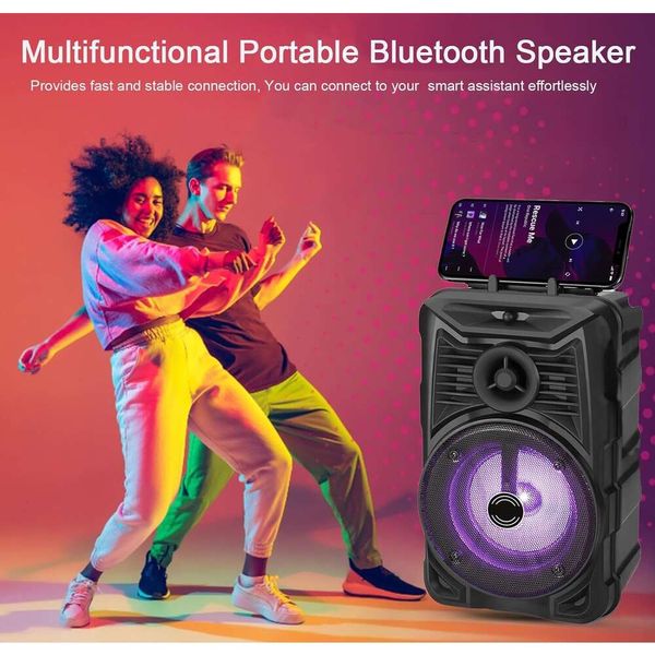 Tragbarer Bluetooth -Lautsprecher mit RGB -Multi -Farben -Rhythmus -Lichtern, bis zu 8 Stunden Spielzeit, IPX5 wasserdicht, HD -Sound, TWS -Paarung - Funklautsprecher für Home Party Outdoor