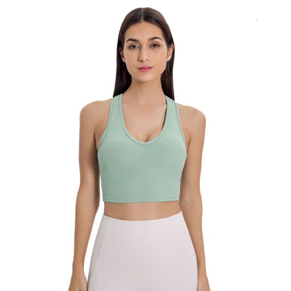 LU-167 Kadın Yoga Kıyafetleri Tank Top Kadın Korse Spor Sütyen Push Up Crop Teps Fitness Hollow Nefes Borçlu Seksi Çalışma Atletik Spor Giyim Gyer yeleği