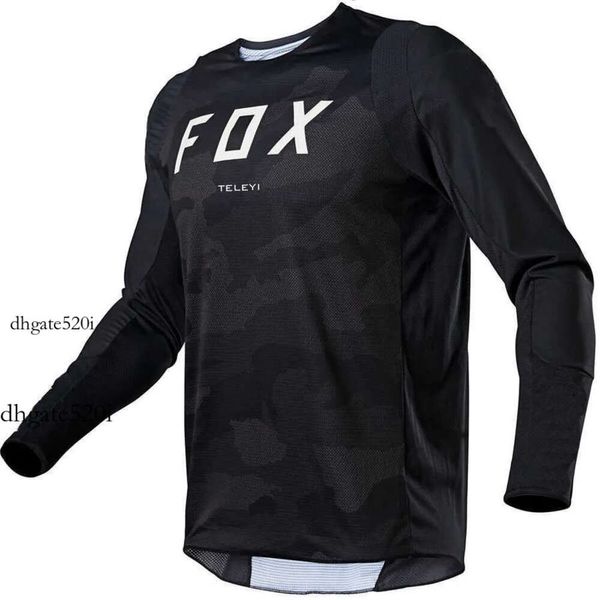 Fox Racing Shirts 2023 Fox Teleyi Radsport T-Shirt Mountain Downhill Bike Langarm Rennsportkleidung DH MTB Offroad Motocross BMX-Trikots wer