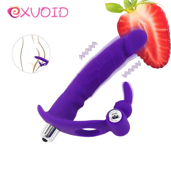 Exvoid Dildo Double Vibrator Toys Sexy para homens Penis Ring Prostate Massager Clitoris Estimular plugues de anal de loja sexy