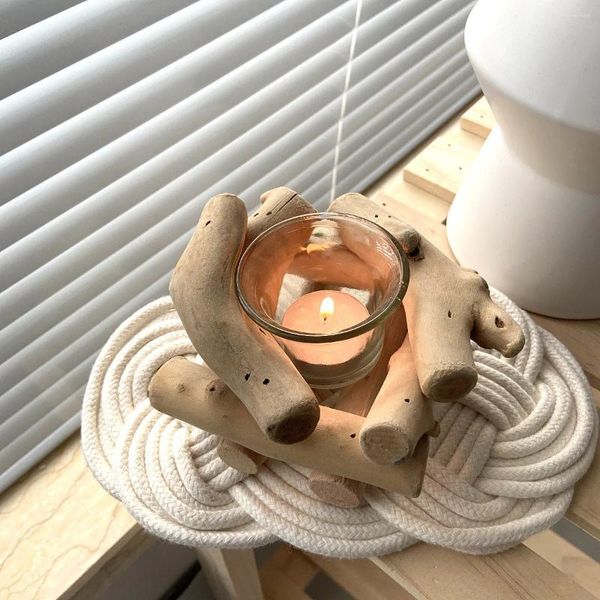 Kerzenhalter Retro Ins Nordic Driftwood Candlestick Pastoral Style Kreativ minimalistische Heimatweichdekorationen Moderner Esstisch