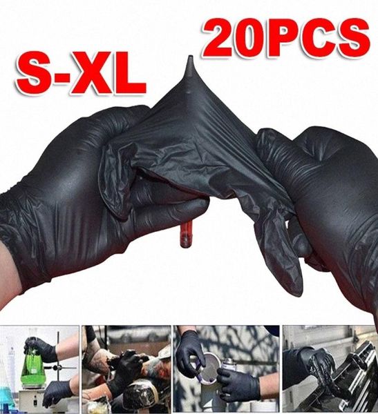 20pc Smlxl Einweg -Weichschwarz -Latex -Tattoo Handschuhe Nitril Latex Sterile Permanent Tattoo Handschuhe Zubehör P1ED1058730