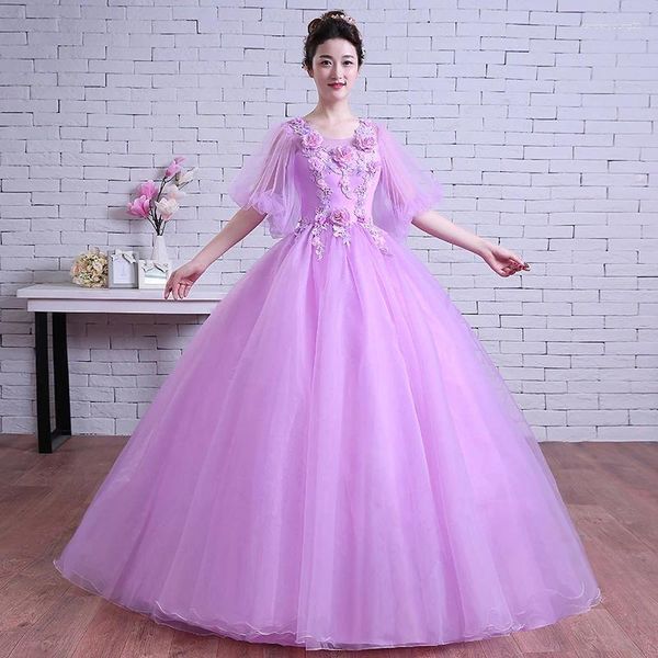 Partykleider Ankunft hellviolett Halbärmel Dame Mädchen Frauen Prinzessin Brautjungfer Bankett Ball Kleidskleid Kleid Kleid