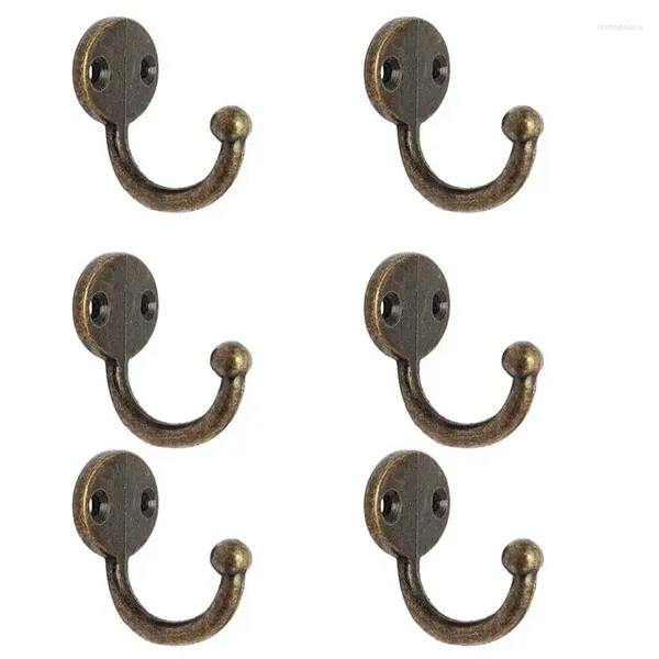 Schmuckbeutel Los 6pcs Retro -Mantelhaken -Haken -Tür -Wandbügel -Legierung 35 x 30 mm -Bronze