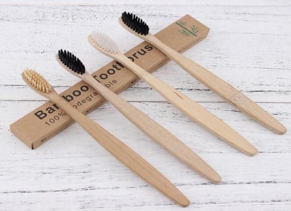 MOQ 20pcs Natural Bambu Pure Bamboo escova de dentes portátil Brecha de dente macio Eco Brincos amigáveis Ferramentas de cuidados com a limpeza oral5968863