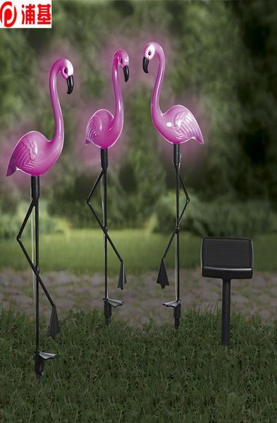 3pcs solar flamingo gramado leve à prova d'água e design integrado Caminho do jardim LED LUZES ALEMBRAÇÕES ROMANTICAMENTE PINK1934861