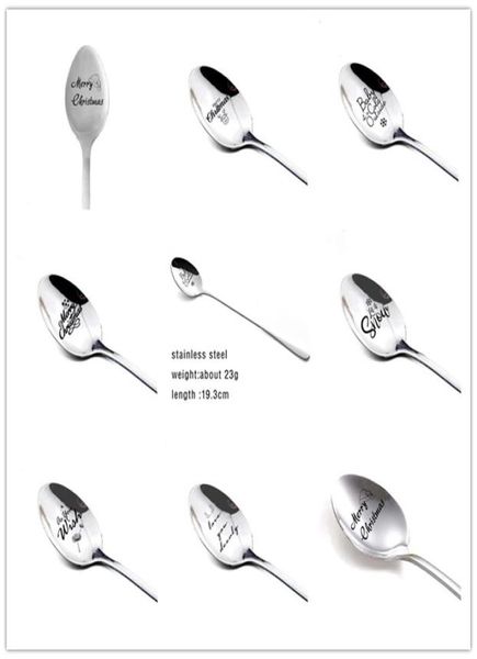 Spoons Metal Merry Christmas Spoon Weihnachtsparty Tabelle Ornamente Dekorationen für Home Tisch Navidad Noel Geschenk WY3317704951