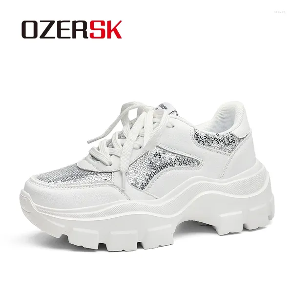 Casual Schuhe Ozersk Mode Frauen Mikrofaserleder Schnürung Schnürung Atmungsabstimmung Sneakers Leichtathletik Sport Running Size 35-42