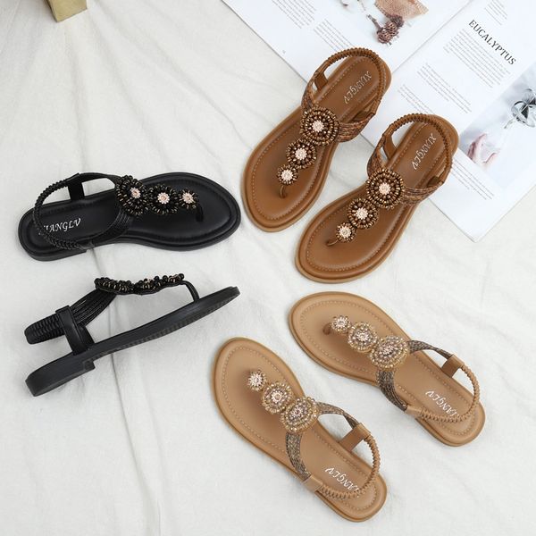 Sandalen rutsche Hausschuhe Damen Beach Sommer Low Heel Schuhe Rutschen im Freien Sommerschuhe Schwarze Mädchen Schuhe Größe 36-42 Heißer Verkauf