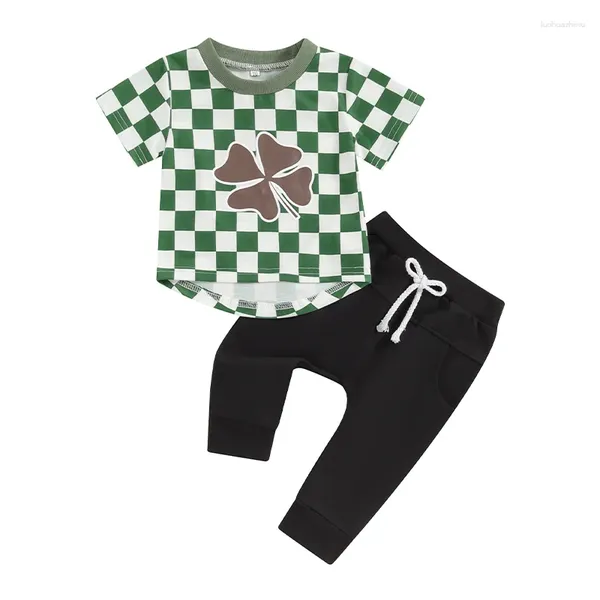 Kleidungssets Pudcoco geborener Baby St. Patricks Day Outfit Kind Kleinkind Kurzarm Irland Clover Shirt Lucky Charm Hosen Set 0-3T