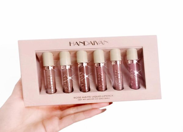 Handaiyan Lip Gloss 6pcs Box Velvet Matte Matte Set Set Lipup Makeup Nude Dit