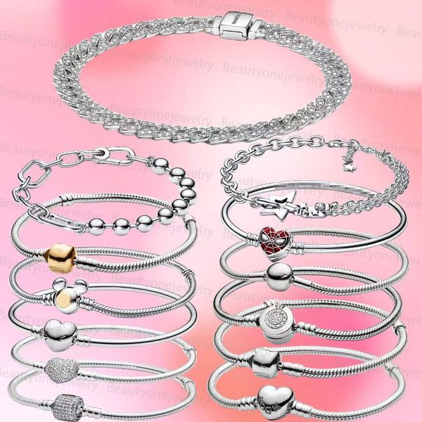 Designer sênior clássico 925 prata esterlina adequada para pandoras requintada bracelete com miçangas de miçangas de miçangas de bracelete feminina personalizada Presente de joalheria feminina