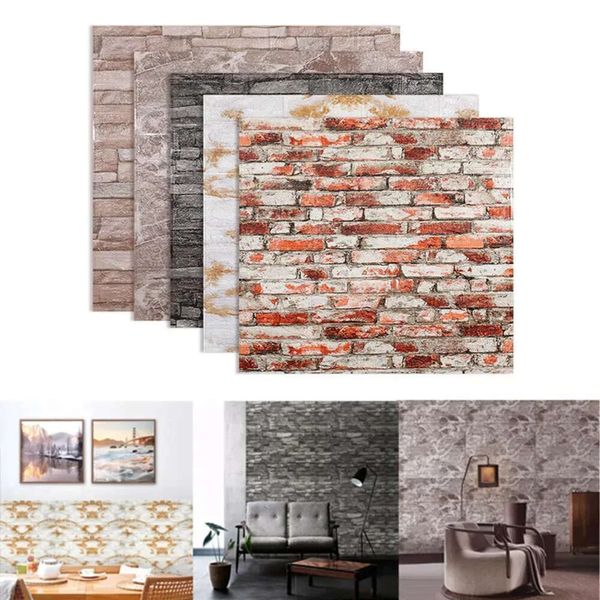 10pcs parede 3d adesivos DIY Adesivo de tijolos de papel de parede para sala de estar TV TV de espuma auto -folhada de espuma de auto -resumo 231009 papel