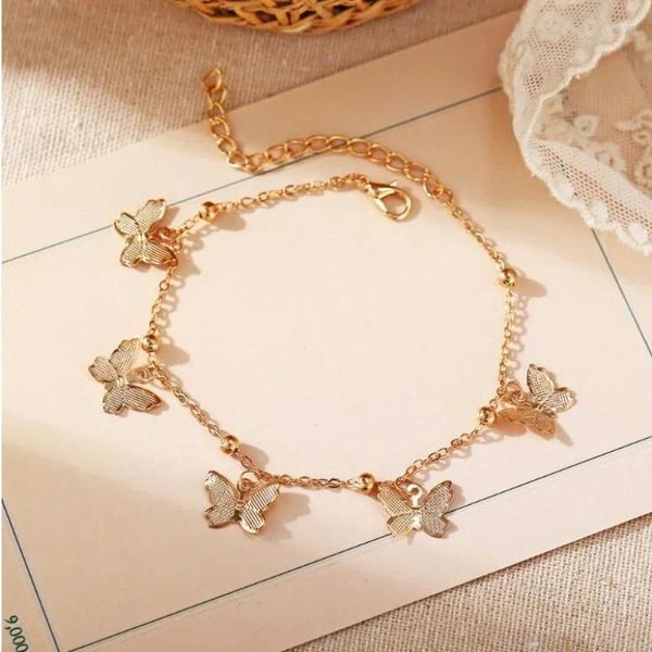 Fußkettchen Bohemian Gold Silber Farbe Schmetterling Mode für Frauen Sommer Strand -Knöchel Armband Fußkette Schmuck Schmuck