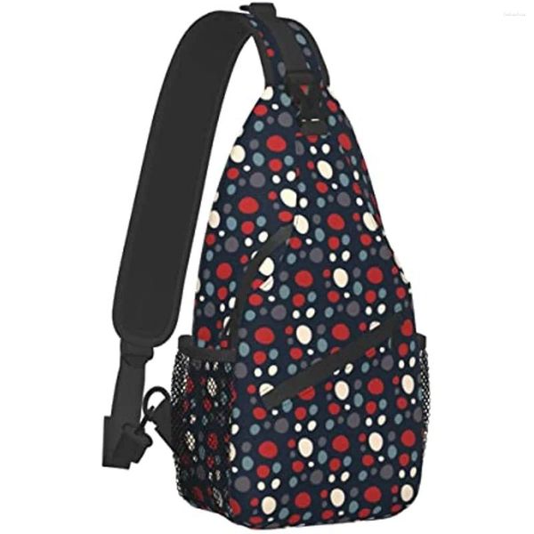 Rucksack Schulter -Sling -Taschen Crossbody Wandermini für Frauen Männer kleine lässige Brust Camping Fitnessstudio Daypack farbenfrohe Punkte