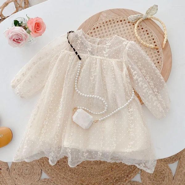 Girl Dresses Sweet Lolita Spring Summer Girls Dress Dress Bilni Bambini Baby Lace Long Sleeve FAIRI VESTIDOS ADK1241