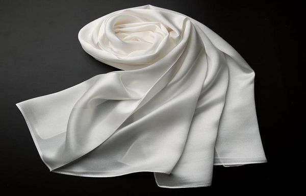 Шарфы натуральный шелкочный шелковый шарф длинный твердый цвет Большой платки окутают атлас
