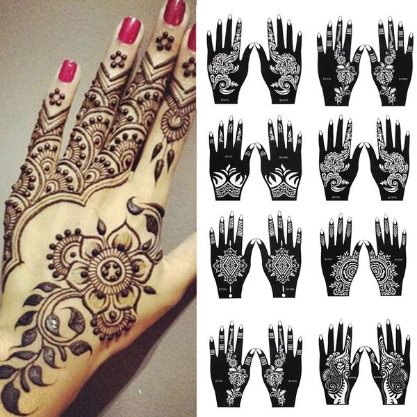 Professionelle Henna Schablone Temporäres Hand Tattoo Body Art Sticker Vorlage Hochzeitswerkzeug Blume 240408