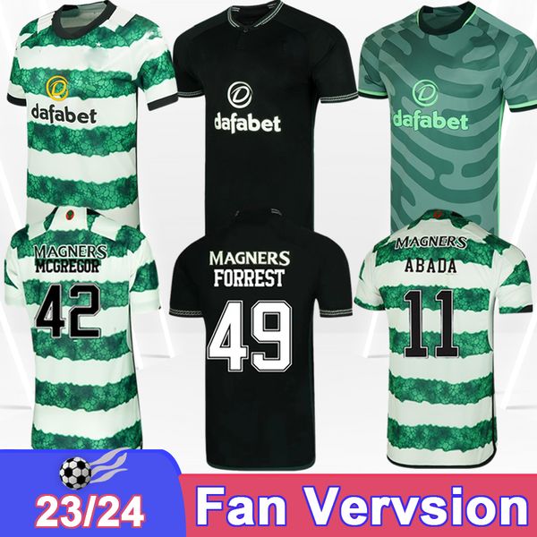 23 24 Celtic Forrest Mens Soccer Maglie McGregor Jota Turnbull Ajeti Turnbull Away Away Away Shirts Football Shorts Short Short Maniche uniformi per adulti