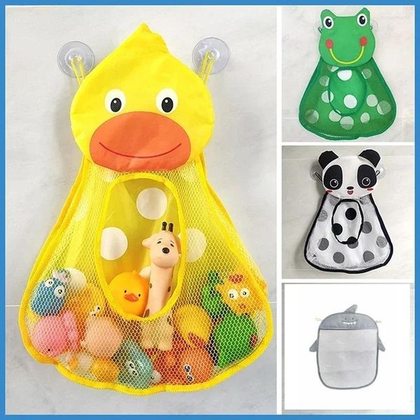 Bolsas de armazenamento Toys de banho de bebê Banco de malha de malha de pato fofa Bolsa de brinquedos de sucção forte jogo de banheiro organizador de água para crianças