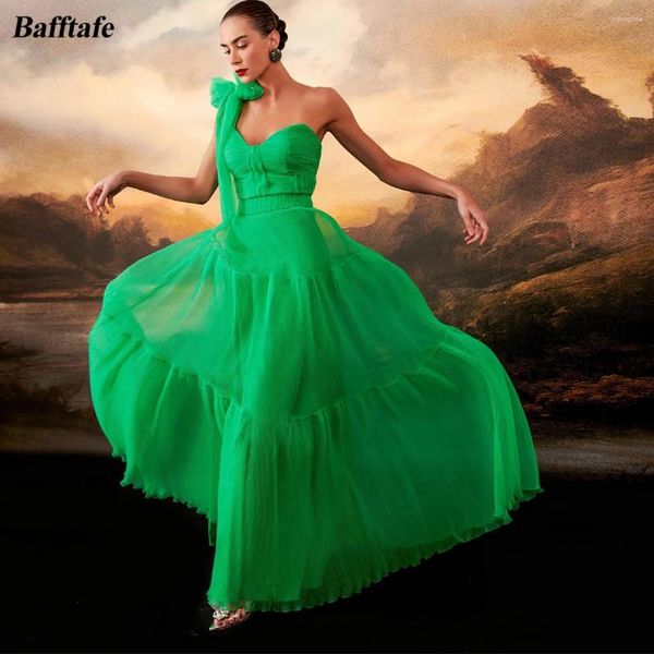 Abiti da festa bafftafe verde un ballo di tulle per donne fiori una gonna a più spalla lunga abiti da sera formali