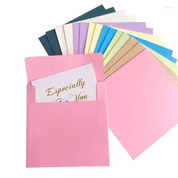 PRINCIPAL DE GREST 10PCS Mini Envelope Square Candy Letter Color Papel Kraft Cartão de papelaria em branco Office Student Office Birthday 10x10cm