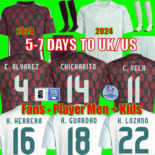 3xl 4xl 2024 2025 Mexiko Mexiko mexikanischer Fußball -Trikot Raul Kinder Copa Amerika 2026 Qualifikationen Raul Chicharito Lozano Dos Santos H.Lozano GK Football Hemd Männer Kit Fan -Fan -Spieler