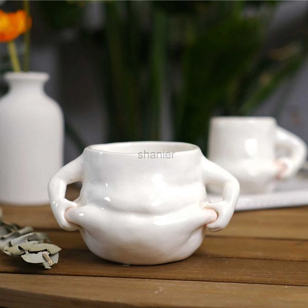 Tazze di ceramica carina tazza da caffè con manico di tazza di tè al latte tazza di pancia grassa per bevande calde acqua fredda regalo di compleanno decorazione per ufficio 240417