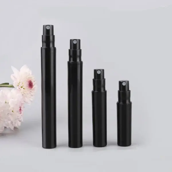Garrafas de armazenamento 2ml 3ml 4ml 5ml Amostra de perfume de plástico preto com bomba de pulverização mini frascos de fragrância LX3423
