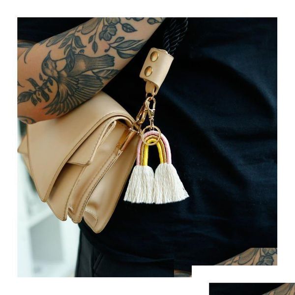 Anelli chiave Aggiorna Fashion Women Women Boho Rainbow Nappel Ring Bag appla per portachiavi oro Gioielli Delivery Delivery Delivery Jewelr Dhgarden Ot9pj