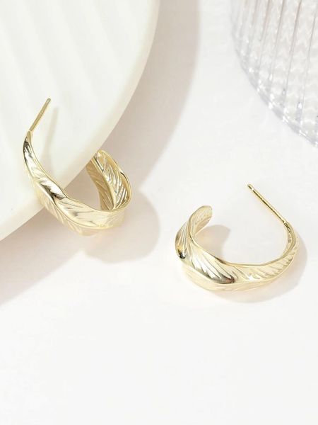 Stift Ohrringe Heshi 925 Sterling Silber Gold plattierte einteilige Feder halb geöffnete Ressentiments Geschenke Blende Ohrringe für Frauen in